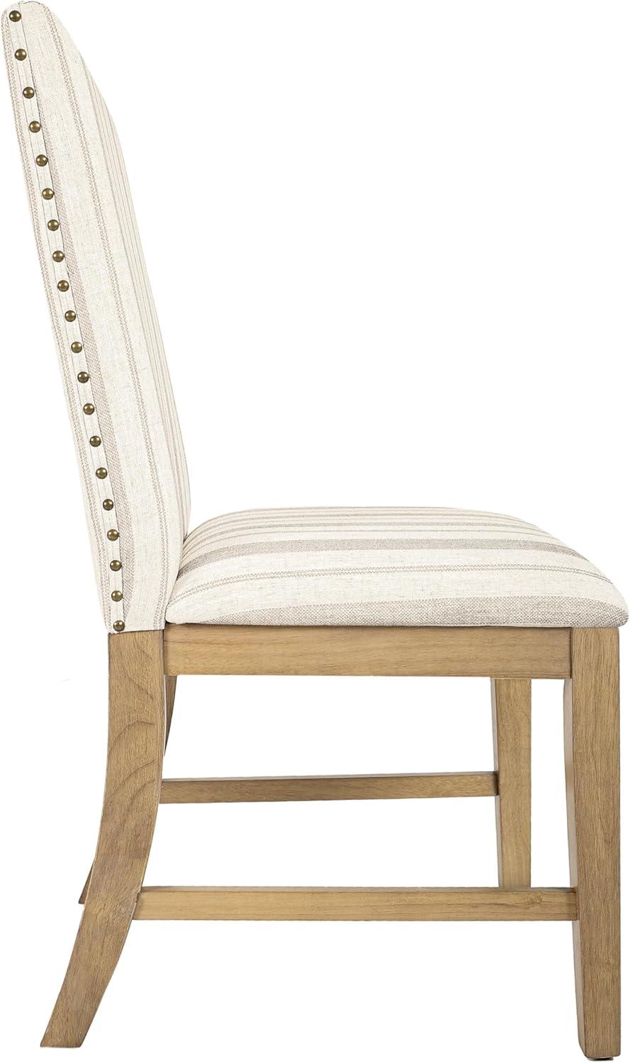 imageHomePop Parsons Upholstered Accent Dining Chair Set of 2 Black Faux LeatherTaupe Stripe Set of 2