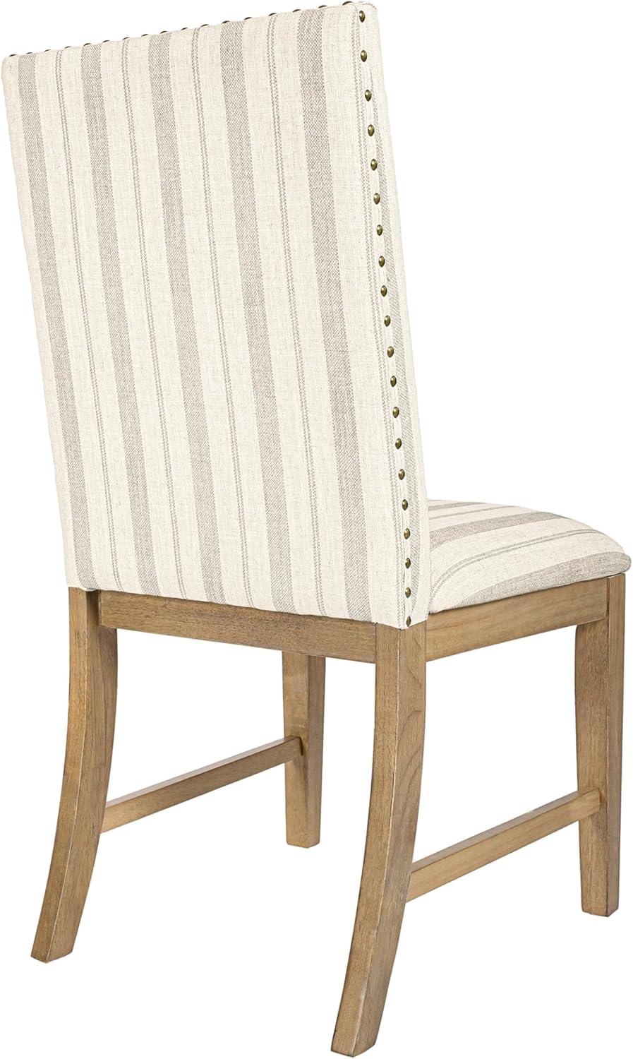 imageHomePop Parsons Upholstered Accent Dining Chair Set of 2 Black Faux LeatherTaupe Stripe Set of 2
