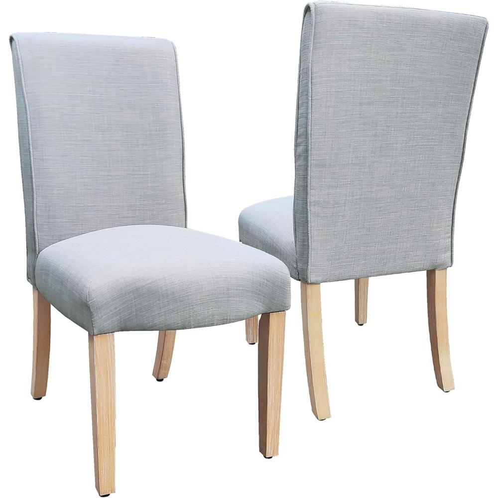 imageHomePop Parsons Upholstered Accent Dining Chair Set of 2 Black Faux LeatherLight Gray Wovenset of 2