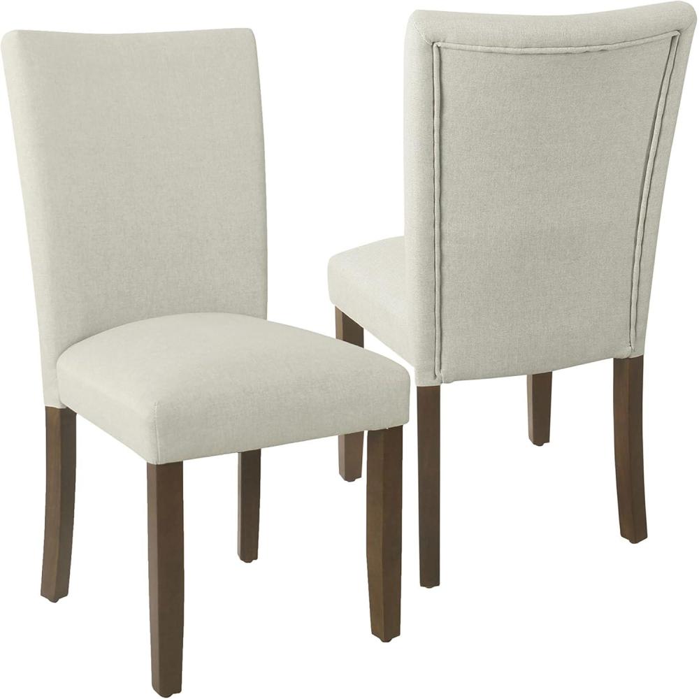 imageHomePop Parsons Upholstered Accent Dining Chair Set of 2 Black Faux LeatherSoft Gray Woven