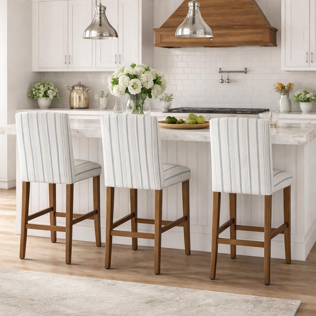 imageHomePop Upholstered Counter Height Barstool 24Inch Tan and Gray LatticeBlue