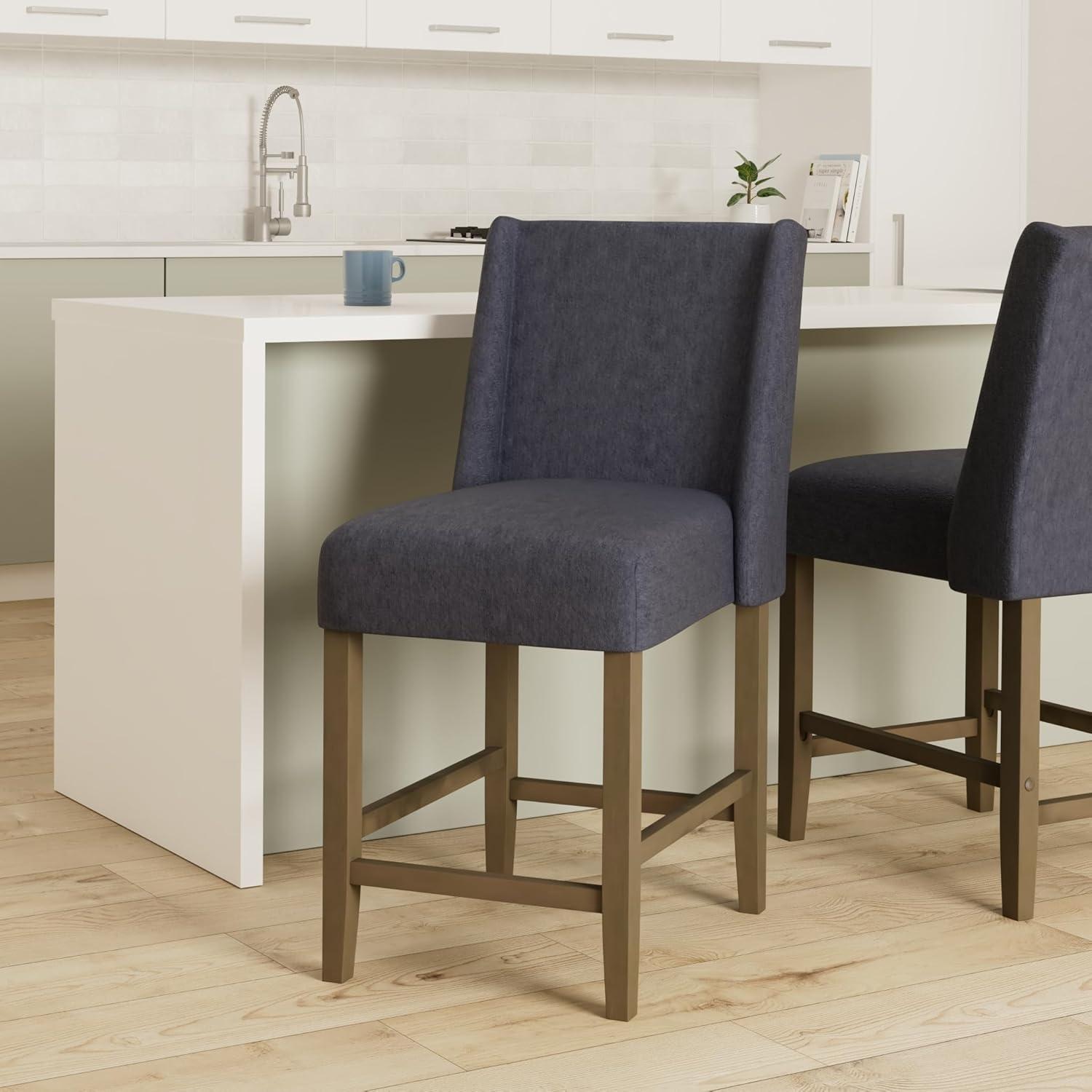 imageHomePop Upholstered Counter Height Barstool 24Inch Tan and Gray LatticeBlue