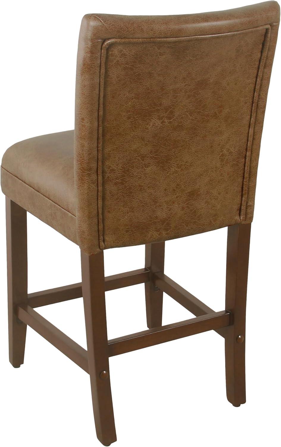 imageHomePop Upholstered Counter Height Barstool 24Inch Tan and Gray LatticeCognac Brown Faux Leathersingle Pack