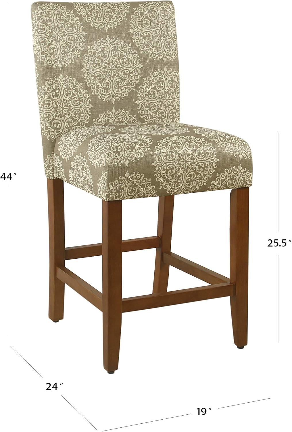 imageHomePop Upholstered Counter Height Barstool 24Inch Tan and Gray LatticeDark Taupe and Cream Medallion