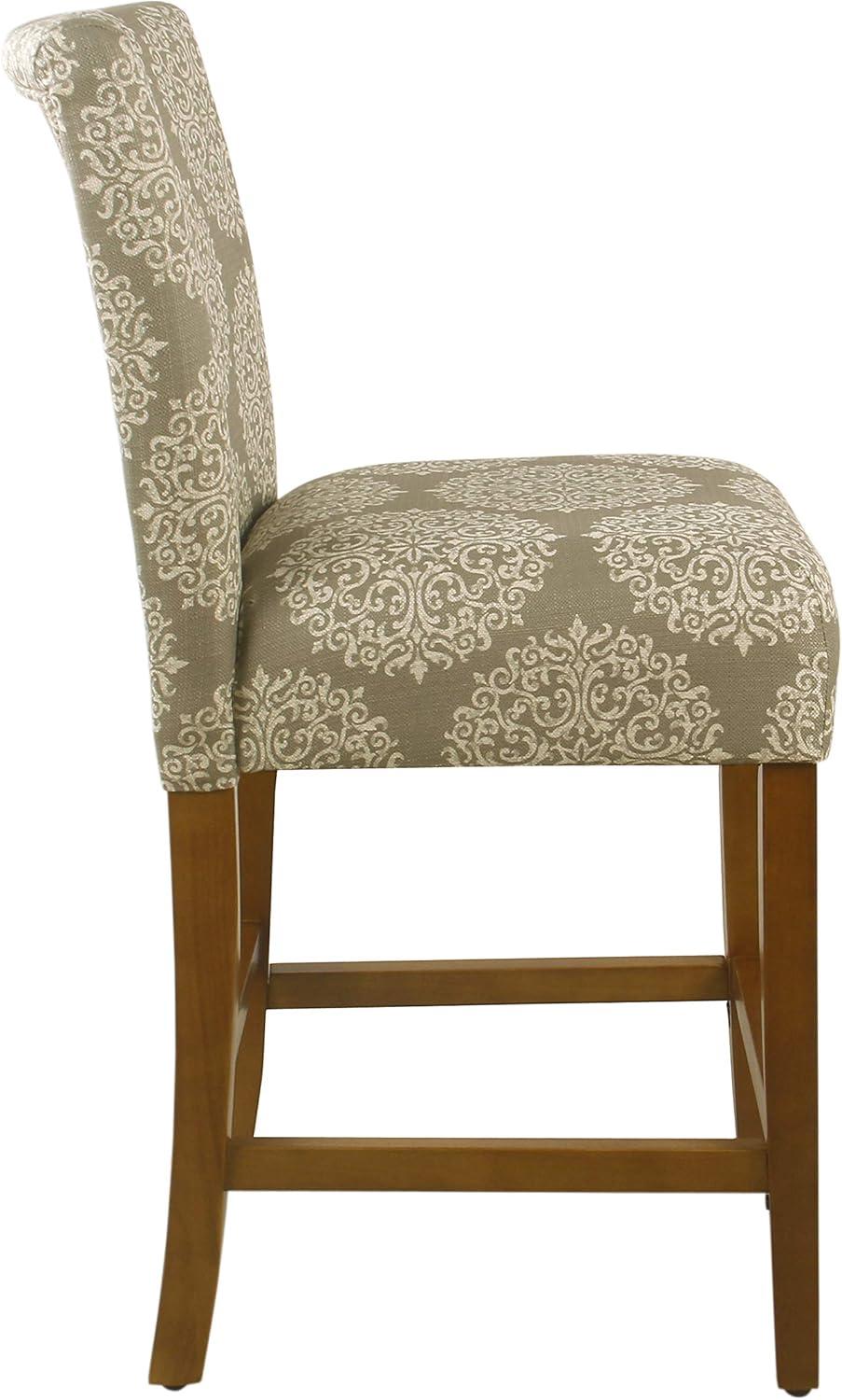 imageHomePop Upholstered Counter Height Barstool 24Inch Tan and Gray LatticeDark Taupe and Cream Medallion