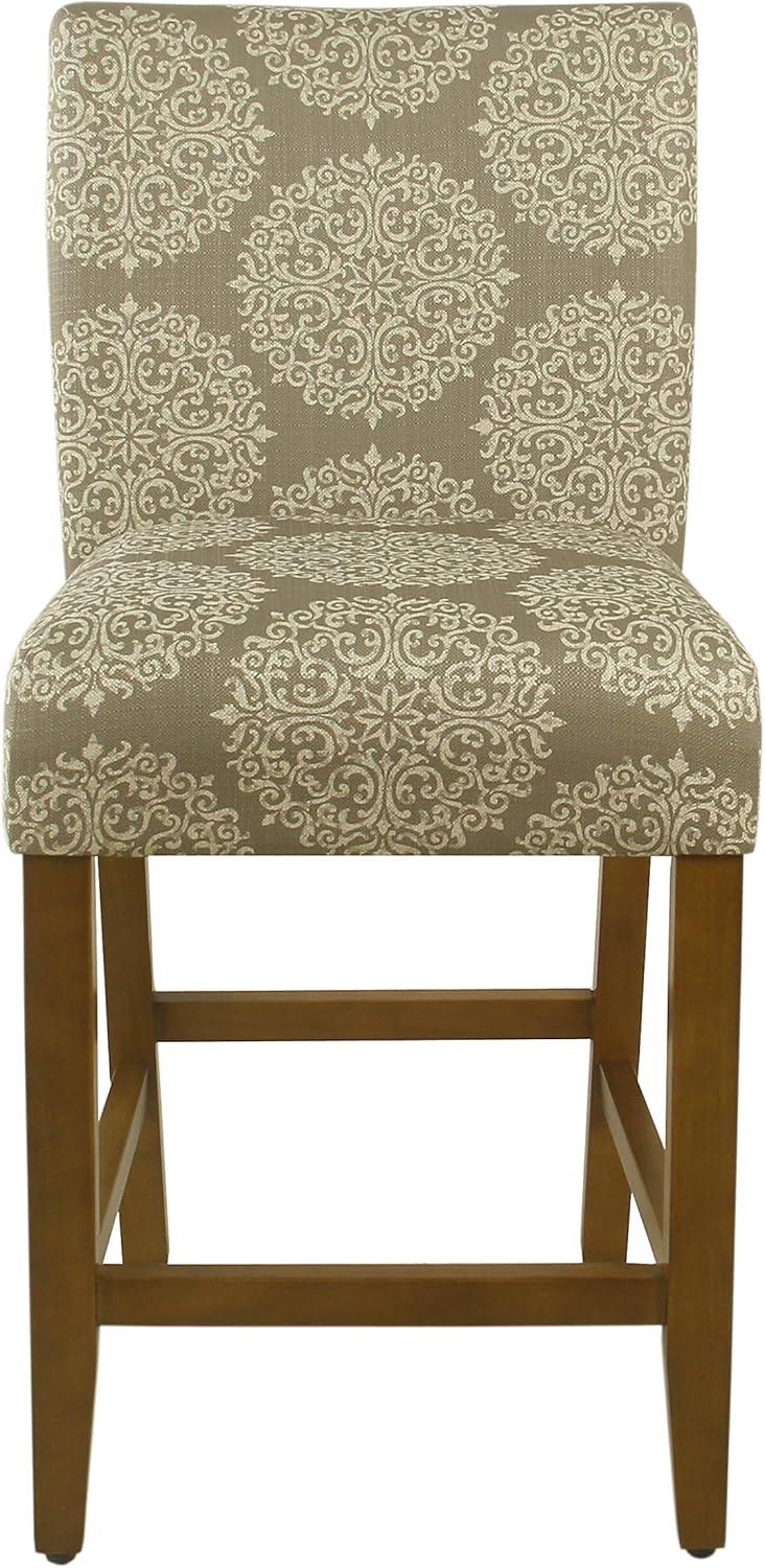 imageHomePop Upholstered Counter Height Barstool 24Inch Tan and Gray LatticeDark Taupe and Cream Medallion