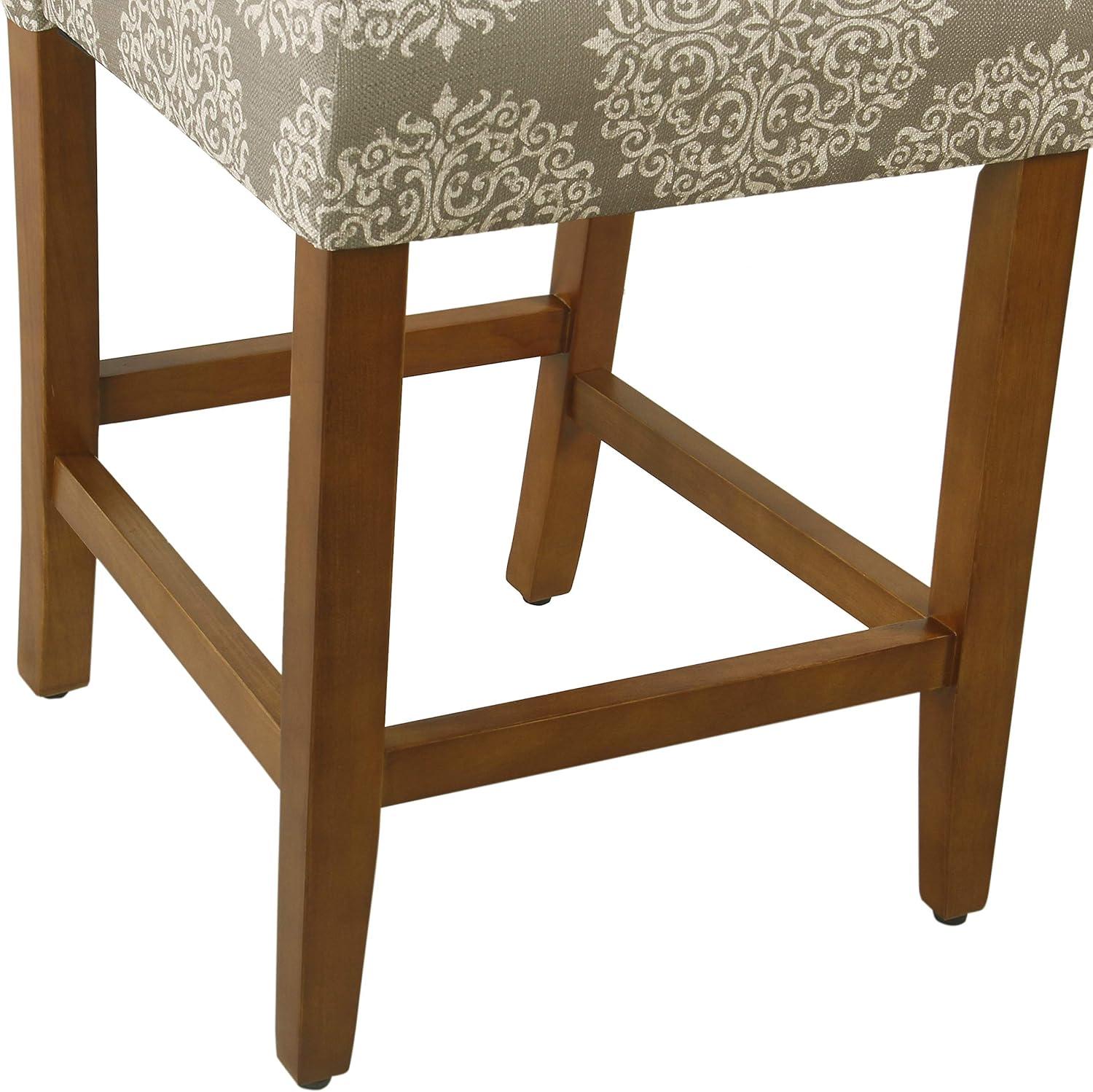 imageHomePop Upholstered Counter Height Barstool 24Inch Tan and Gray LatticeDark Taupe and Cream Medallion