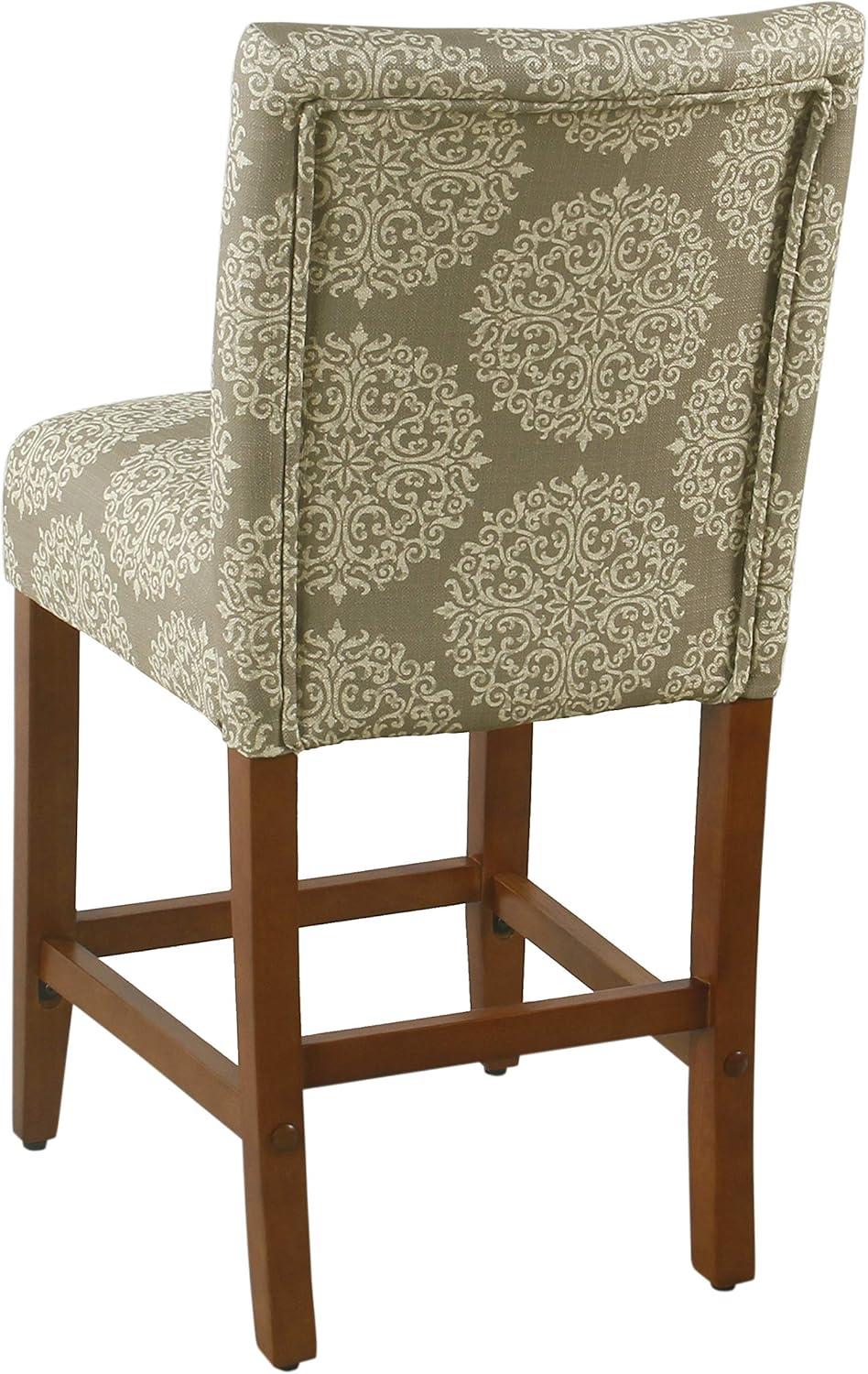 imageHomePop Upholstered Counter Height Barstool 24Inch Tan and Gray LatticeDark Taupe and Cream Medallion