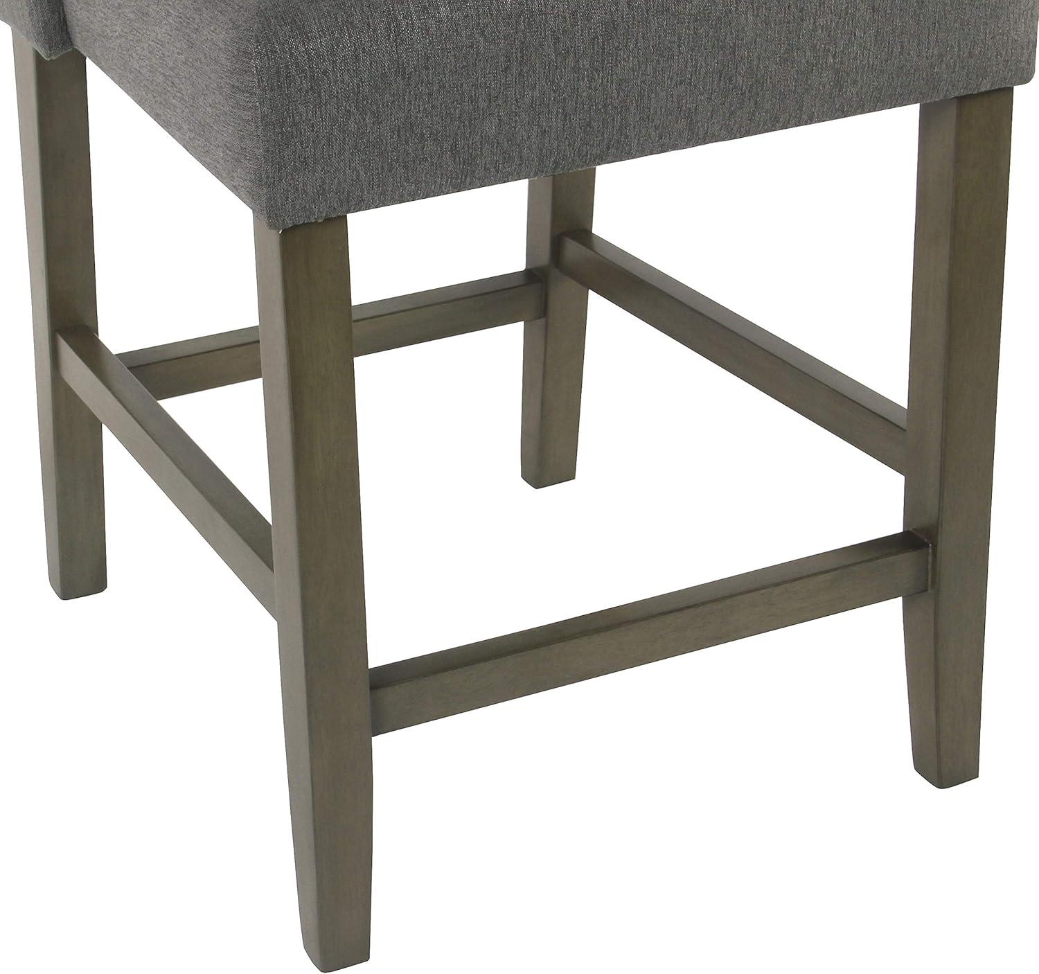 imageHomePop Upholstered Counter Height Barstool 24Inch Tan and Gray LatticePewter Woven