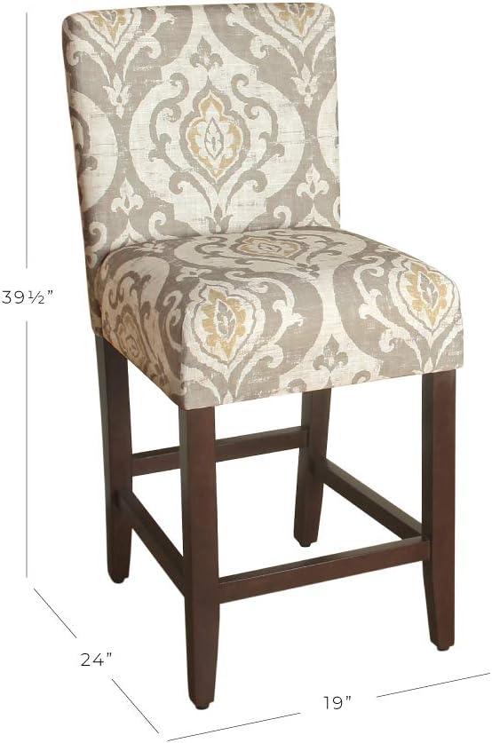 imageHomePop Upholstered Counter Height Barstool 24Inch Tan and Gray LatticeSuri Cream Damasksingle Pack