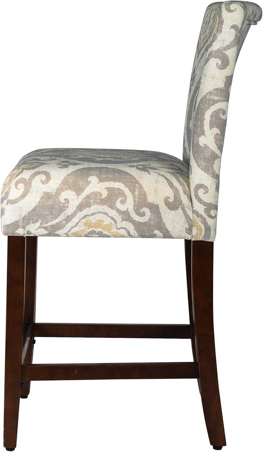 imageHomePop Upholstered Counter Height Barstool 24Inch Tan and Gray LatticeSuri Cream Damasksingle Pack