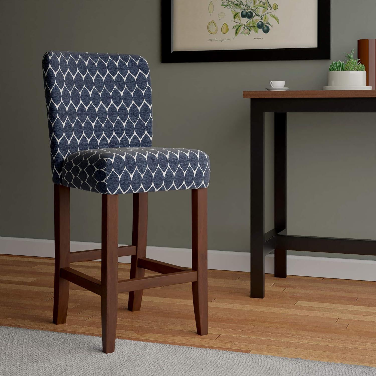 imageHomePop Upholstered Counter Height Barstool 24Inch Tan and Gray LatticeTextured Navy
