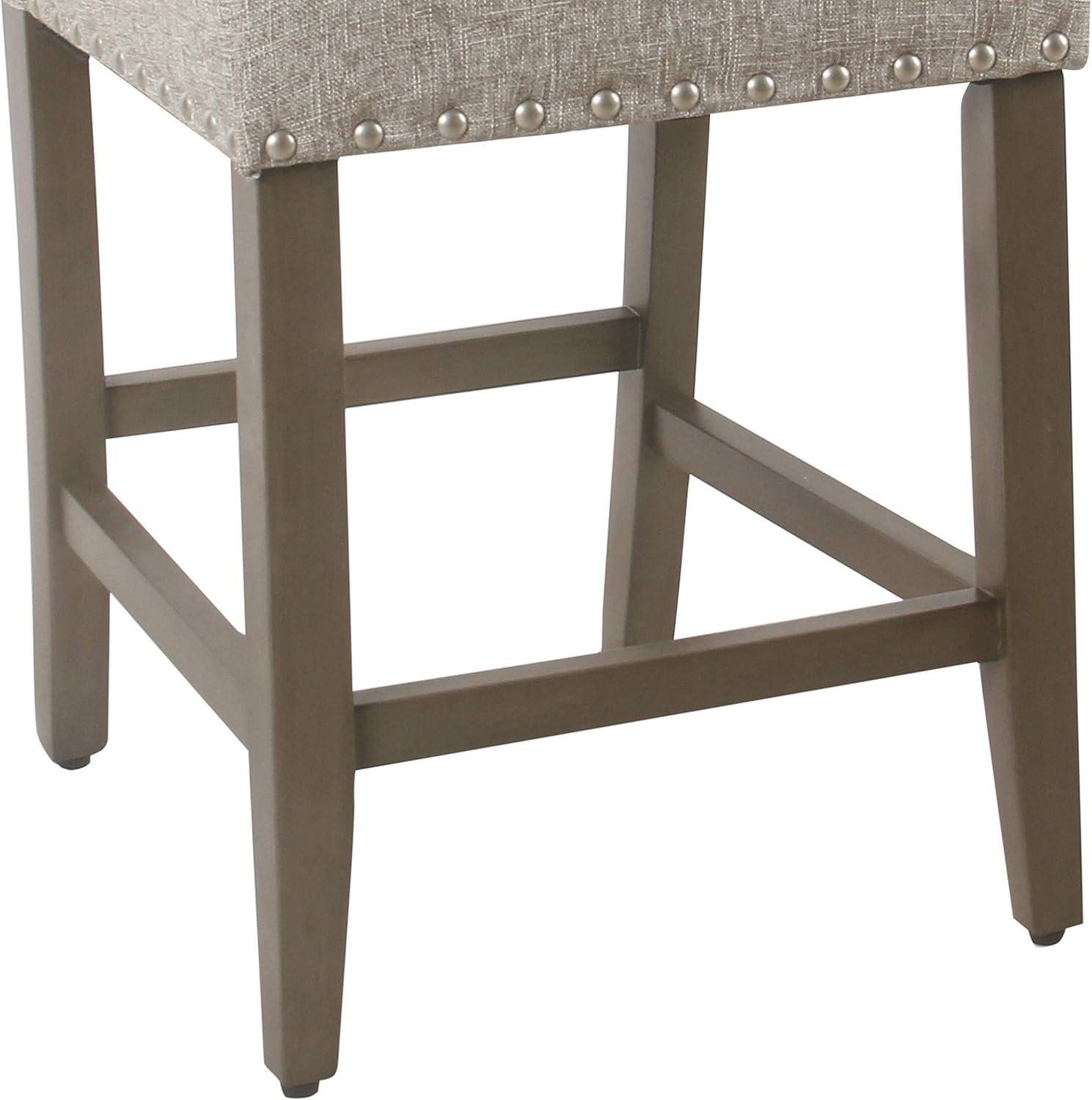 imageHomePop Upholstered Counter Height Barstool 24Inch Tan and Gray LatticeWarm Brown