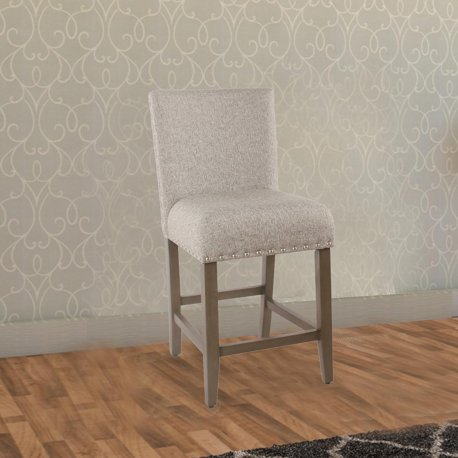 imageHomePop Upholstered Counter Height Barstool 24Inch Tan and Gray LatticeWarm Brown