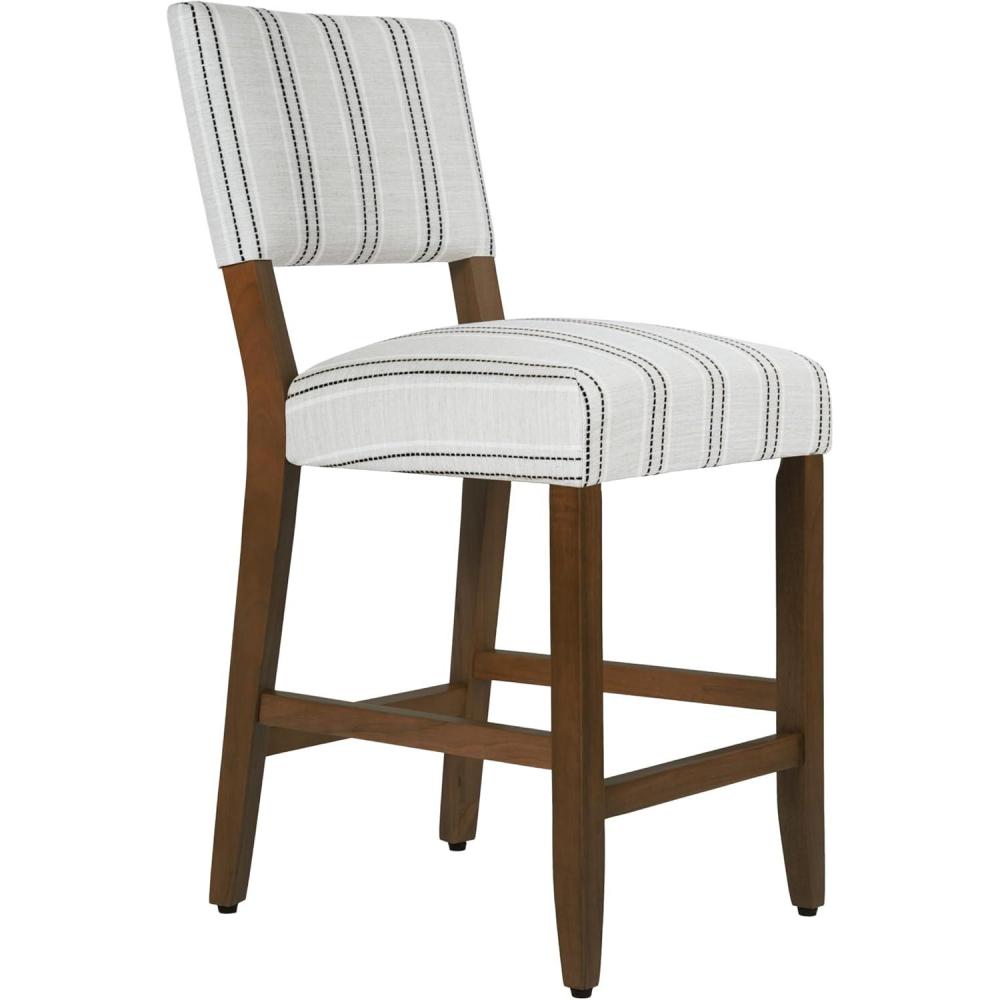 imageHomePop Upholstered Counter Height Barstool 24Inch Tan and Gray LatticeBlack and White Stripe
