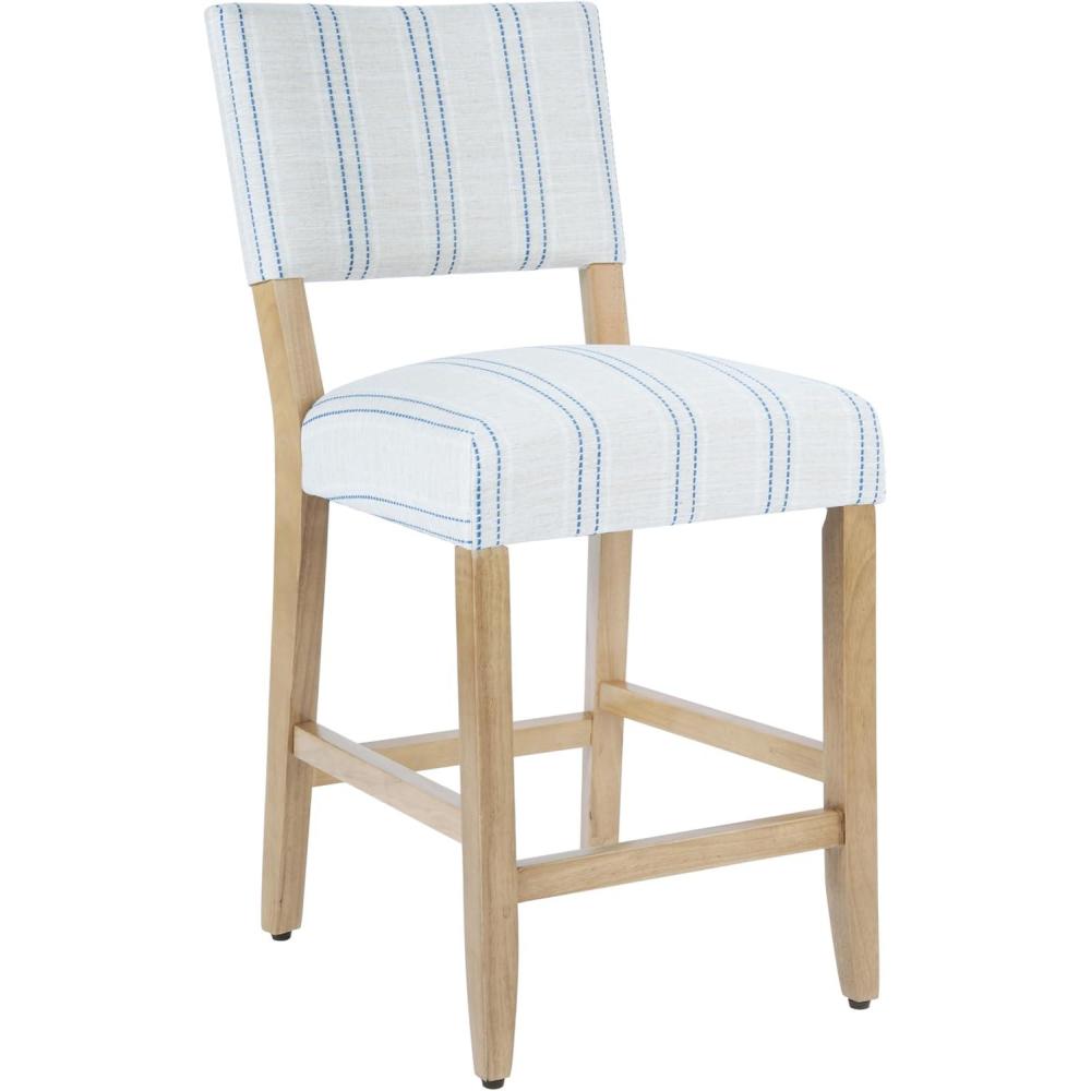imageHomePop Upholstered Counter Height Barstool 24Inch Tan and Gray LatticeBlue and White Stripesingle Pack
