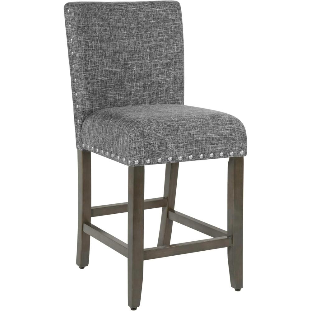 imageHomePop Upholstered Counter Height Barstool 24Inch Tan and Gray LatticeDark Gray