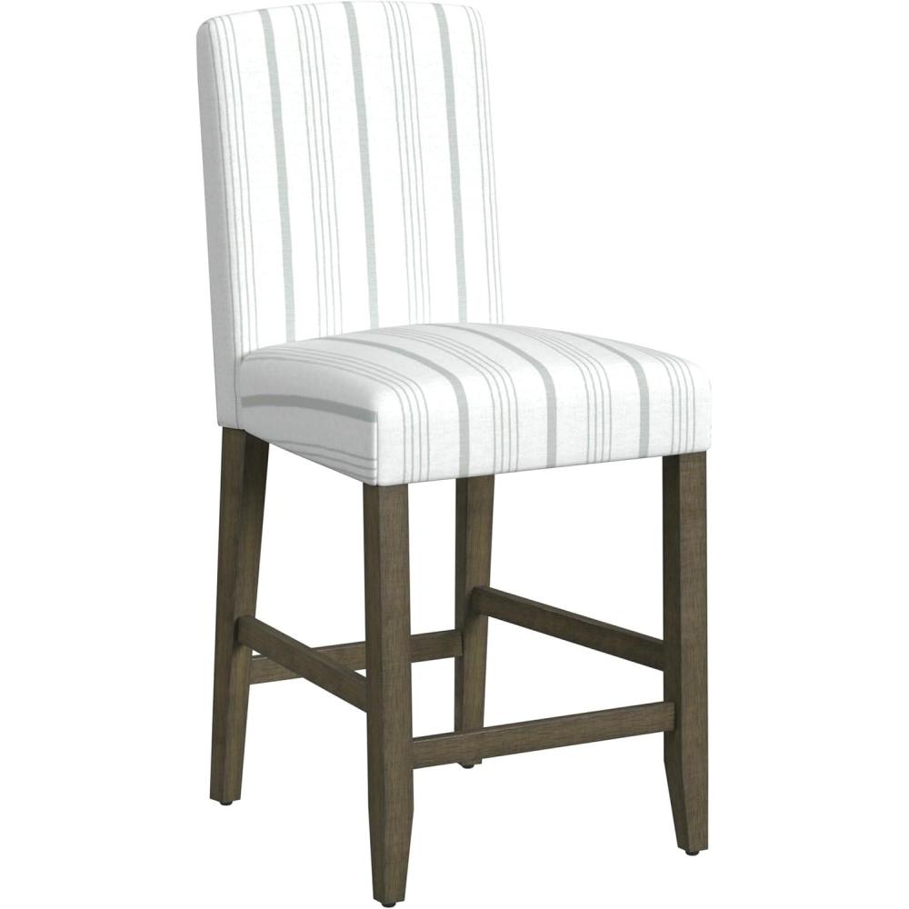 imageHomePop Upholstered Counter Height Barstool 24Inch Tan and Gray LatticeDove Gray Stripe
