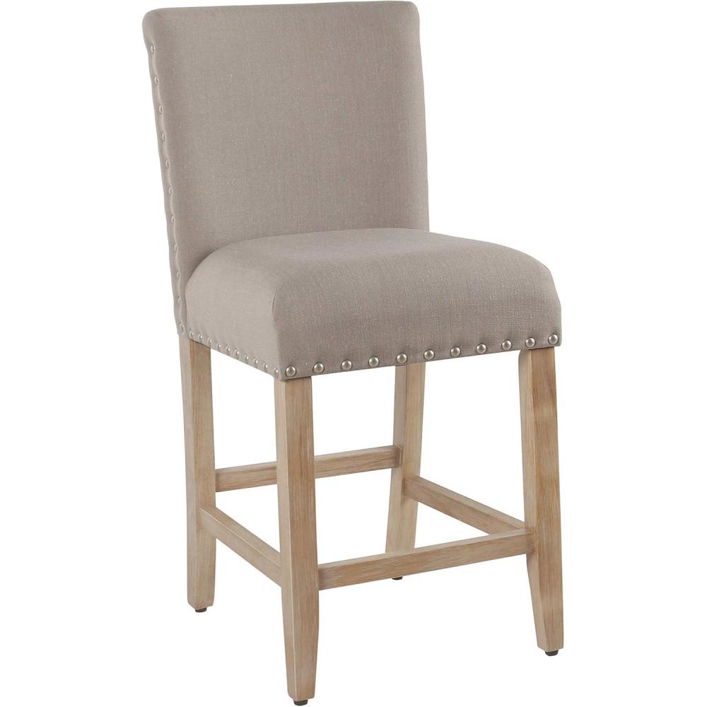 imageHomePop Upholstered Counter Height Barstool 24Inch Tan and Gray LatticeLight Gray