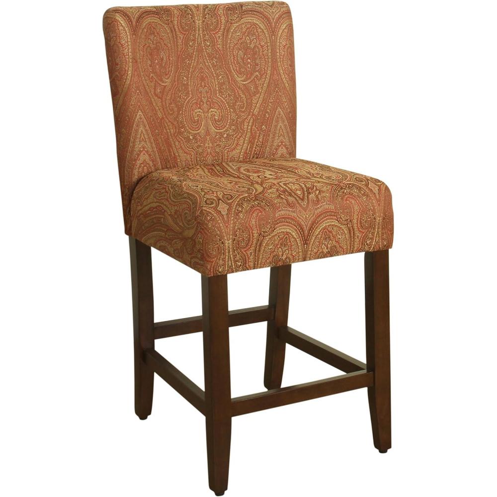 imageHomePop Upholstered Counter Height Barstool 24Inch Tan and Gray LatticeRed and Gold Demask