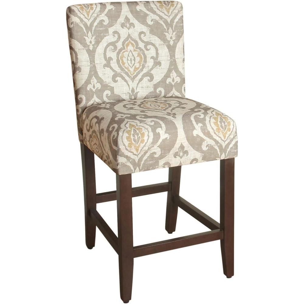 imageHomePop Upholstered Counter Height Barstool 24Inch Tan and Gray LatticeTaupe and Cream