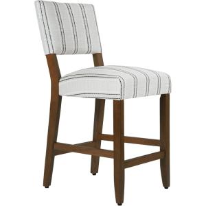 HomePop Upholstered Counter Height Barstool, 24-Inch, Tan and Gray Lattice(Black and White Stripe)
