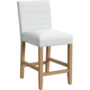 HomePop Upholstered Counter Height Barstool, 24-Inch, Tan and Gray Lattice(Cream Mini Grid Pattern)