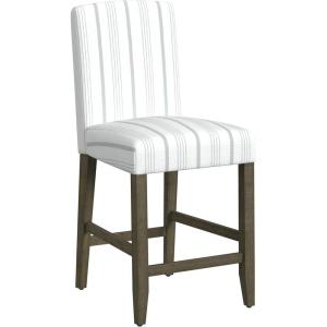 HomePop Upholstered Counter Height Barstool, 24-Inch, Tan and Gray Lattice(Dove Gray Stripe)