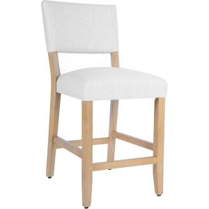 HomePop Upholstered Counter Height Barstool, 24-Inch, Tan and Gray Lattice(Stain Resistant White Woven(single Pack))