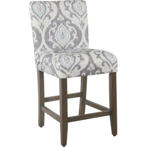 HomePop Upholstered Counter Height Barstool, 24-Inch, Tan and Gray Lattice(Suri Blue(single Pack))