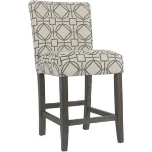 HomePop Upholstered Counter Height Barstool, 24-Inch, Tan and Gray Lattice(Tan and Gray Lattice)