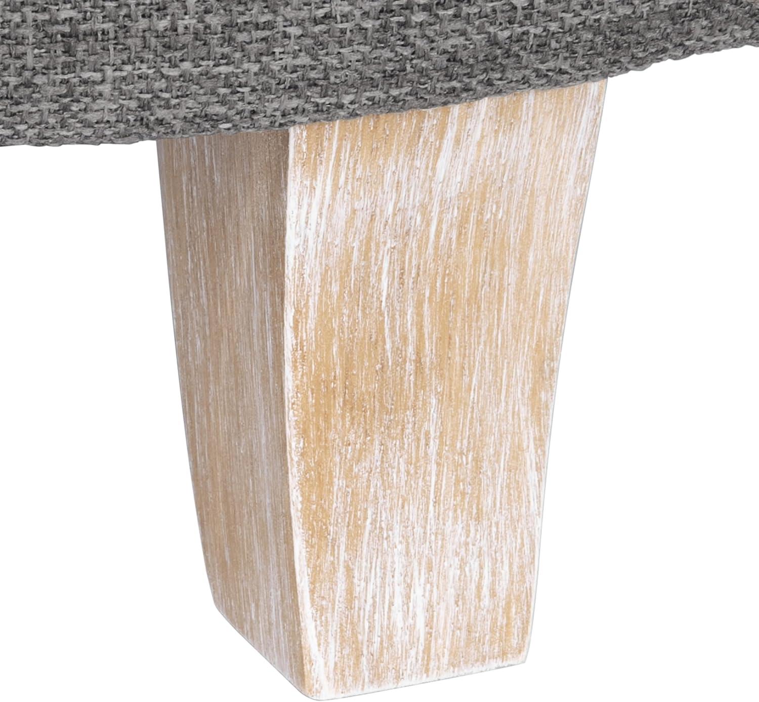 imageHomepop Home Decor Upholstered Round Storage Ottoman Ottoman with Storage for Living Room amp Bedroom Cream Chevron WovenGray Woven