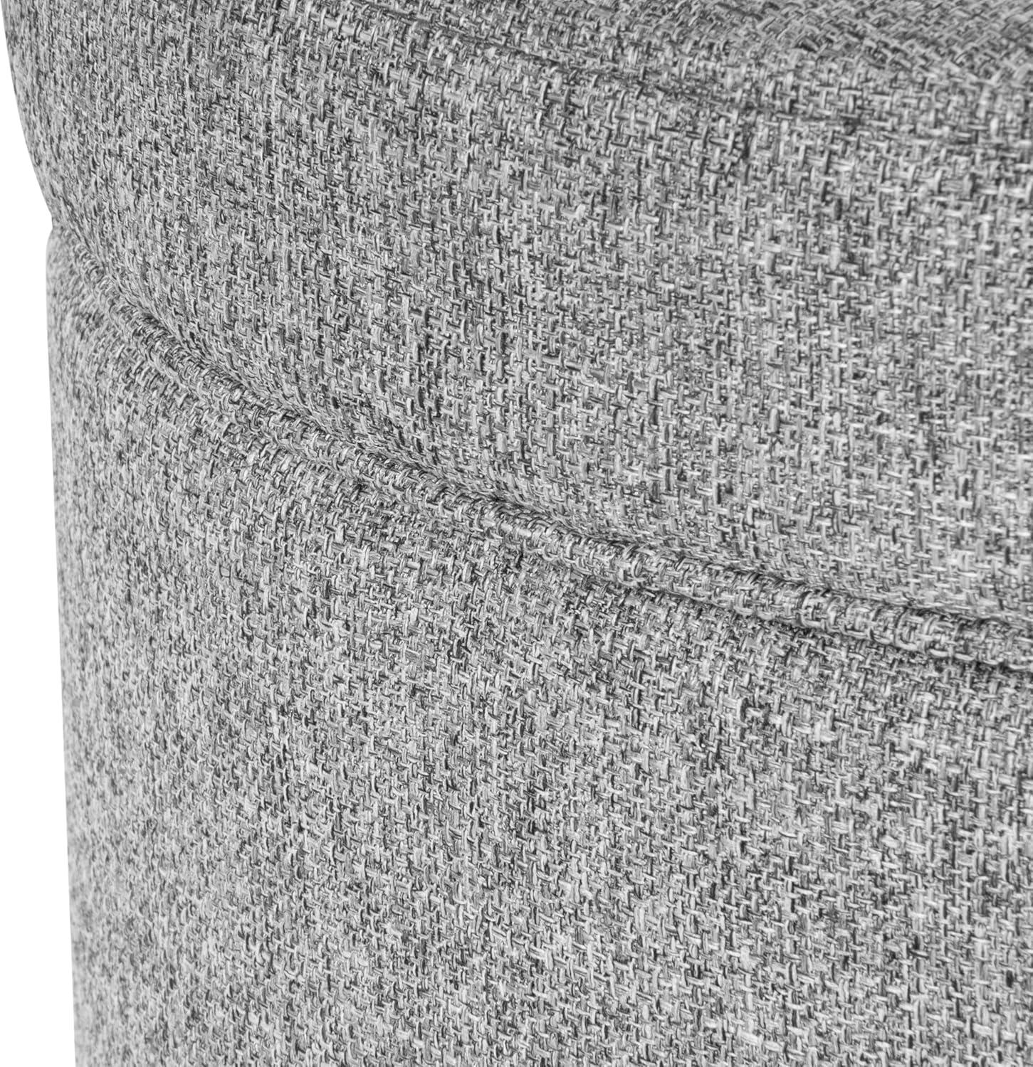imageHomepop Home Decor Upholstered Round Storage Ottoman Ottoman with Storage for Living Room amp Bedroom Cream Chevron WovenLight Gray