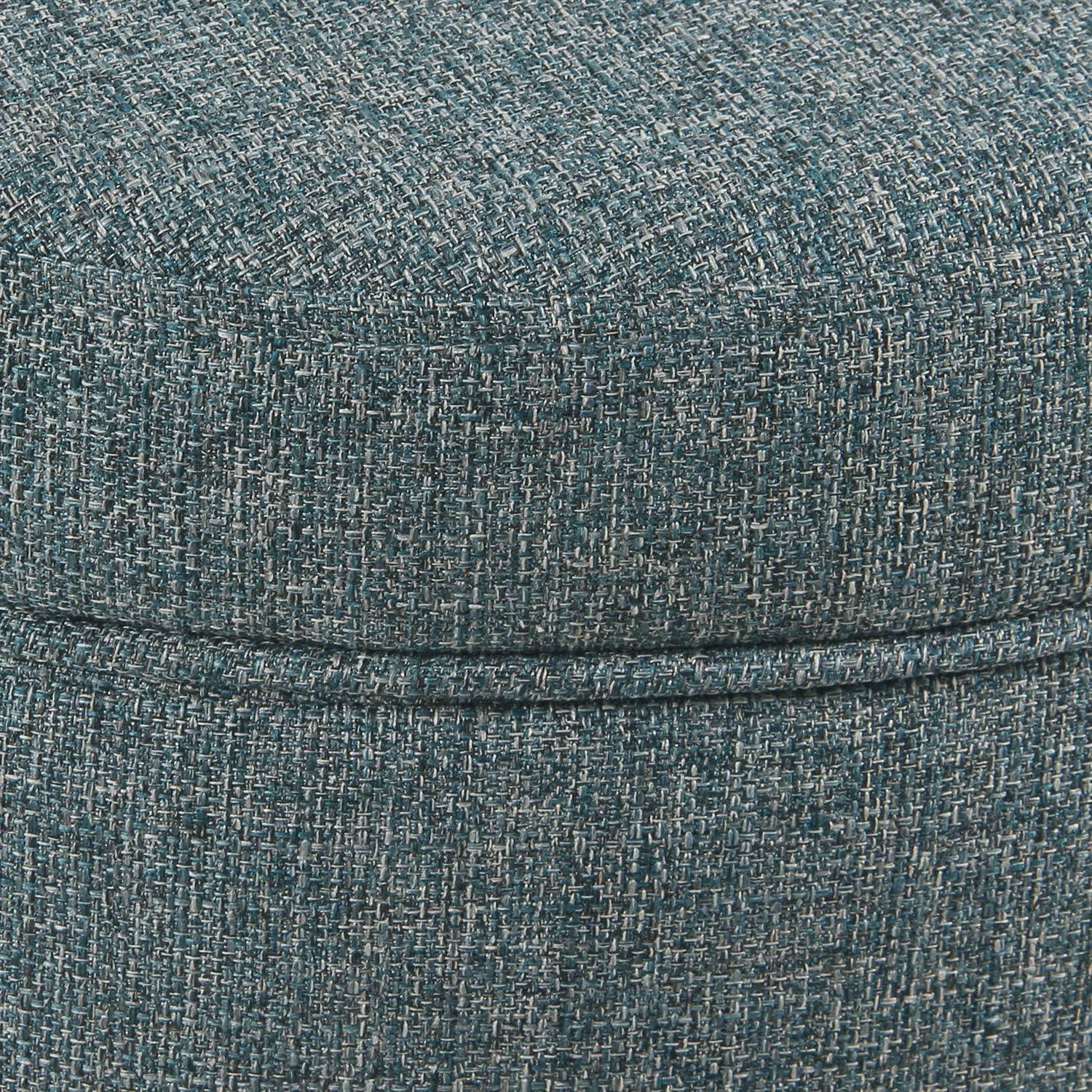 imageHomepop Home Decor Upholstered Round Storage Ottoman Ottoman with Storage for Living Room amp Bedroom Cream Chevron WovenTeal