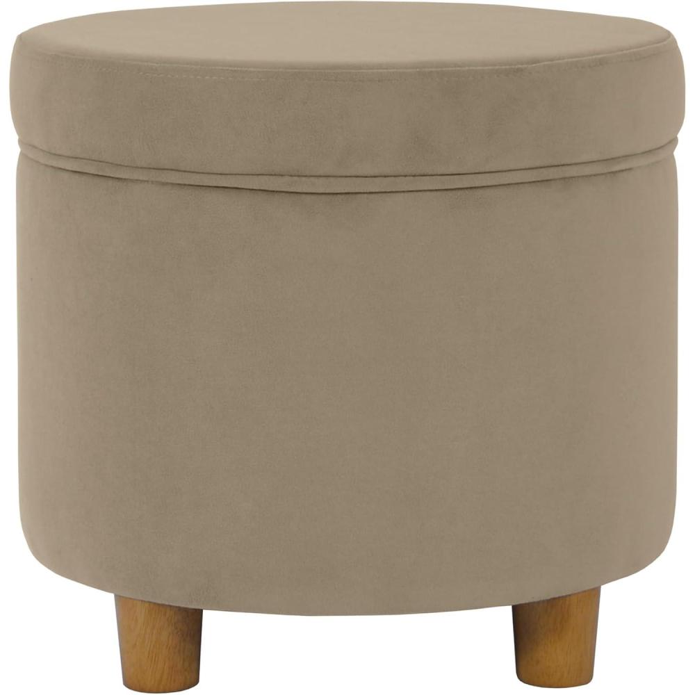 imageHomepop Home Decor Upholstered Round Storage Ottoman Ottoman with Storage for Living Room amp Bedroom Cream Chevron WovenFawn Velvet