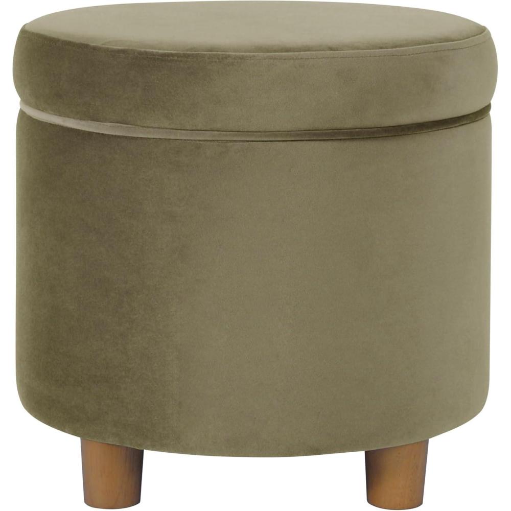 imageHomepop Home Decor Upholstered Round Storage Ottoman Ottoman with Storage for Living Room amp Bedroom Cream Chevron WovenLight Sage Green