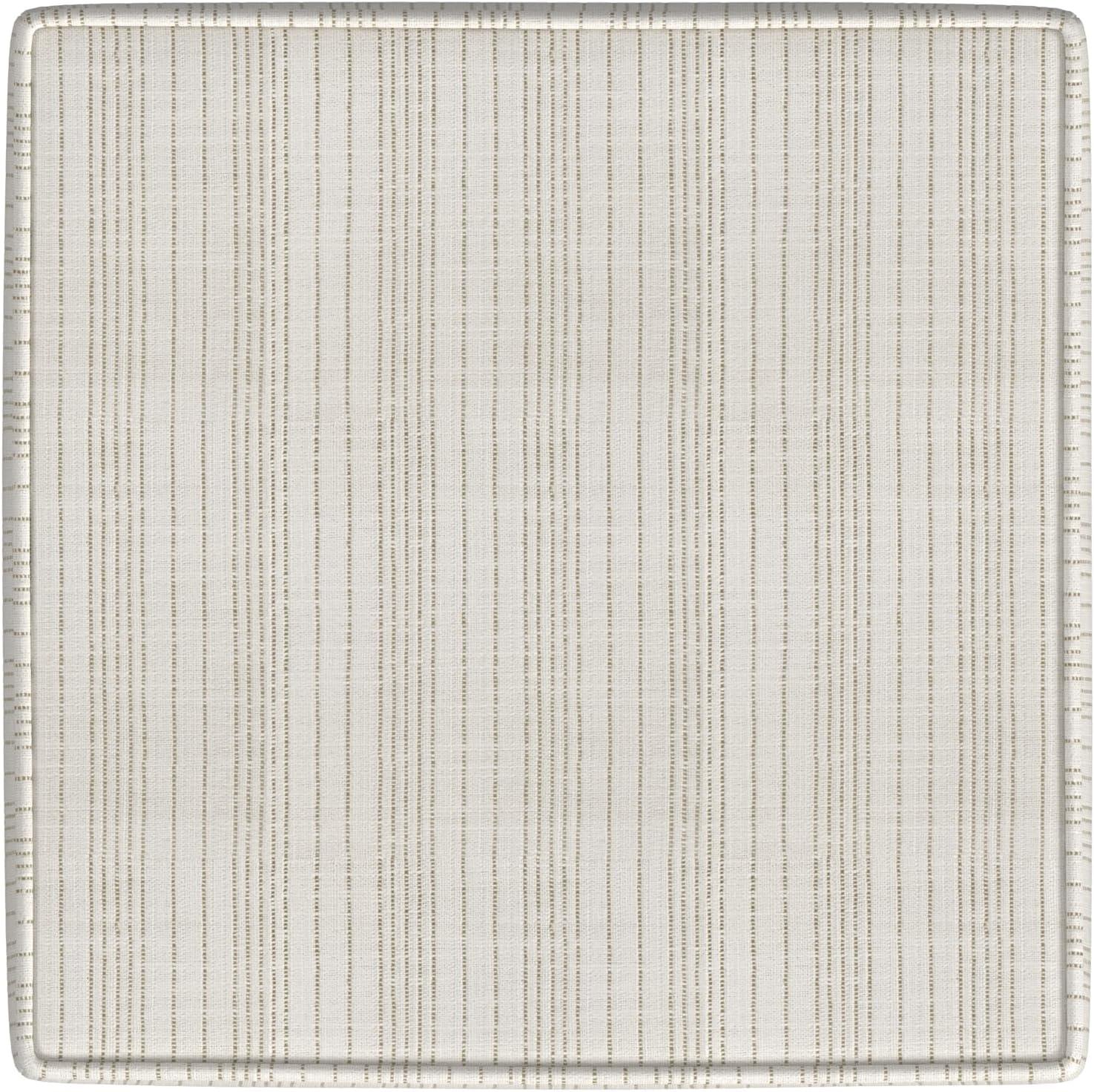 imageHomePop Small Square Storage Ottoman with LiftOff Top Blue Geometric Pattern Cotton Fabric Upholstered Accent Footrest Stool with Wood Legs for Living Room Bedroom EntrywayMarigold Pinstripe Cream Fabric