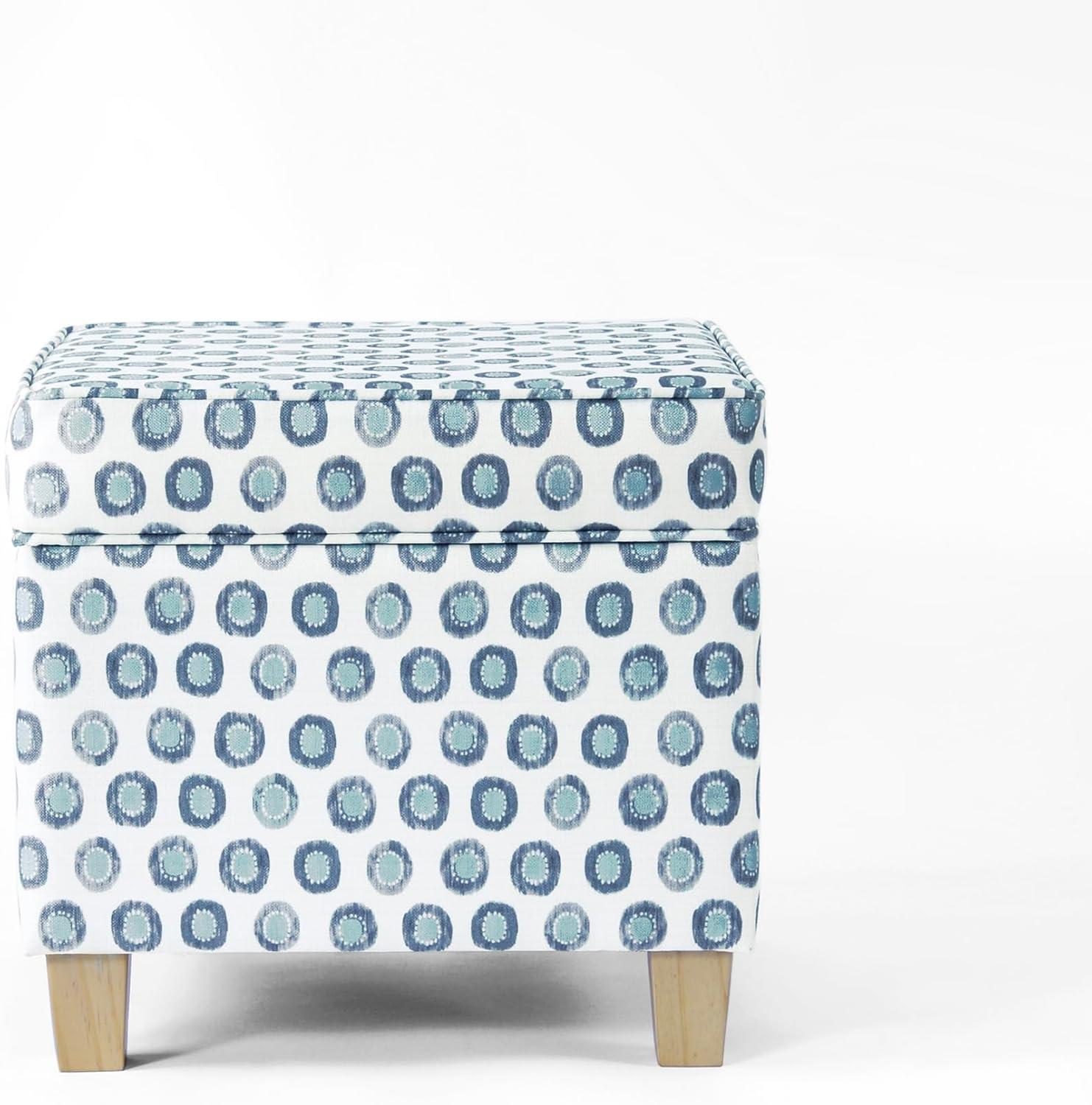 imageHomePop Small Square Storage Ottoman with LiftOff Top Blue Geometric Pattern Cotton Fabric Upholstered Accent Footrest Stool with Wood Legs for Living Room Bedroom EntrywayGreen