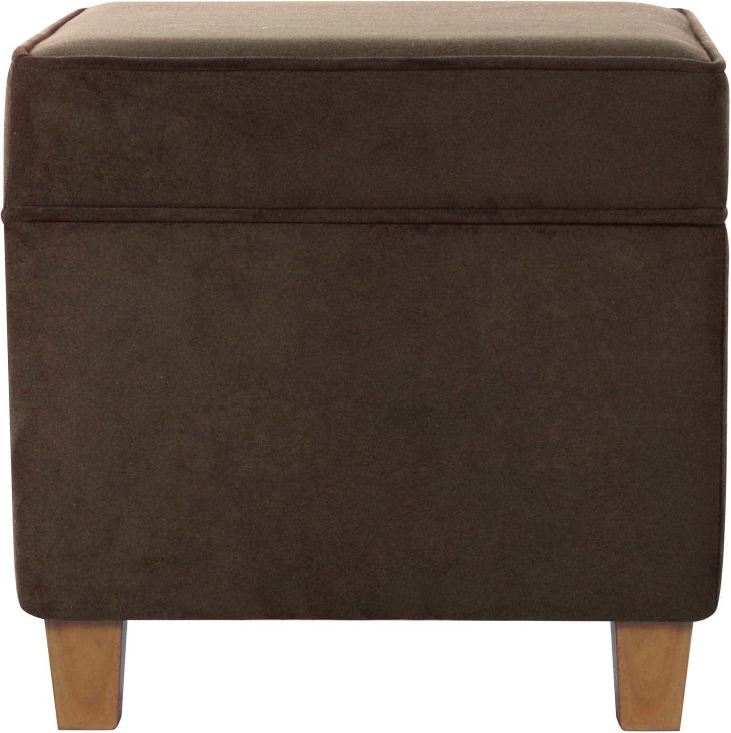 imageHomePop Small Square Storage Ottoman with LiftOff Top Blue Geometric Pattern Cotton Fabric Upholstered Accent Footrest Stool with Wood Legs for Living Room Bedroom EntrywayChocolate Brown Velvet