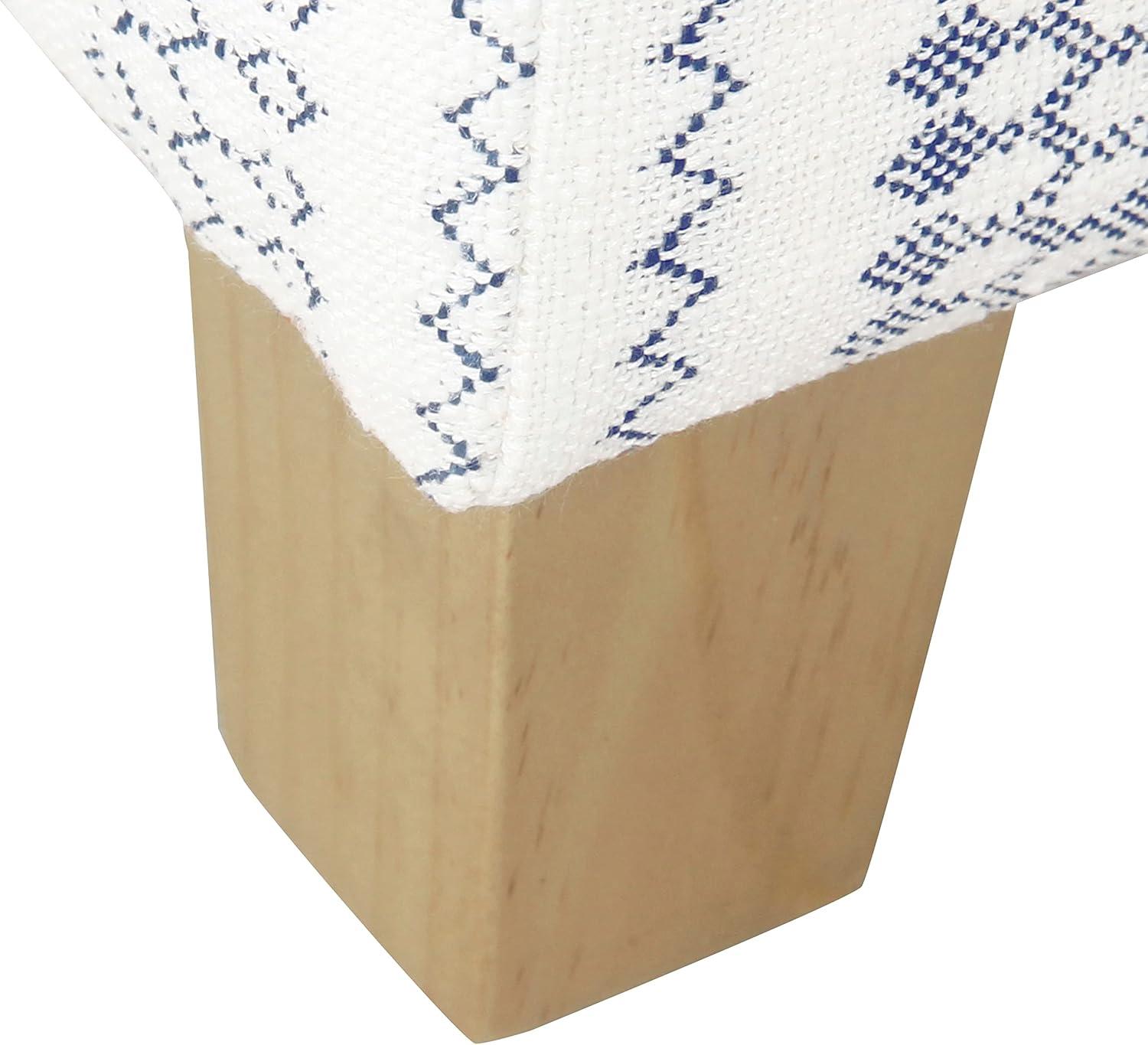 imageHomePop Small Square Storage Ottoman with LiftOff Top Blue Geometric Pattern Cotton Fabric Upholstered Accent Footrest Stool with Wood Legs for Living Room Bedroom EntrywayBlue