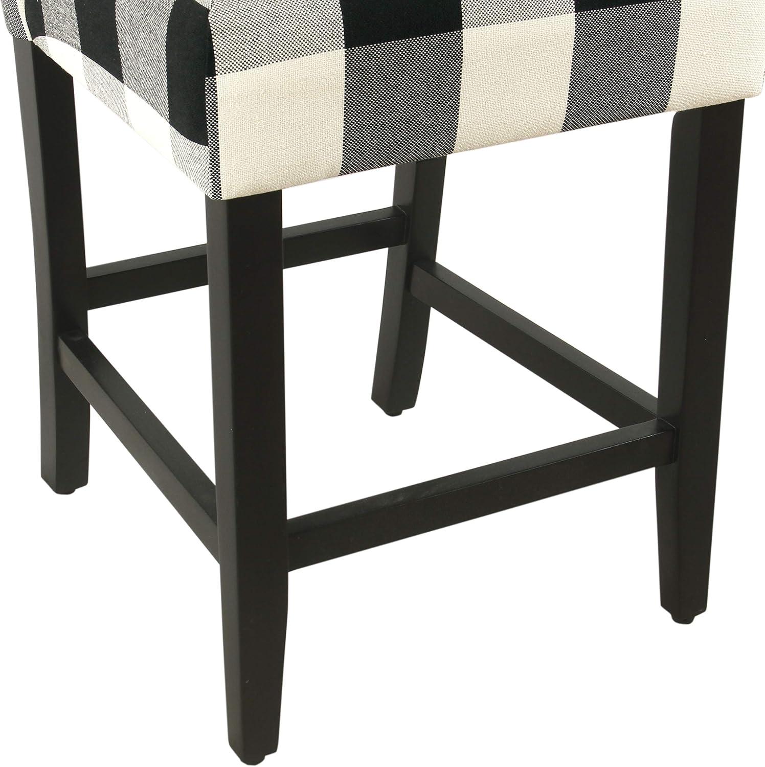 imageHomepop Home Decor Nailhead Trim Counter Height Bar Stools 24 Inch Bar Stools Decorative Home Furniture Flax TanBlack and Cream Geometric
