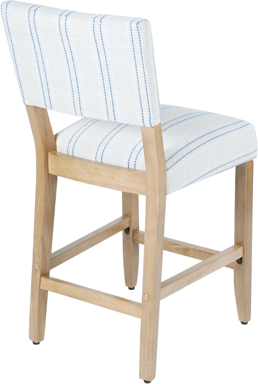 imageHomepop Home Decor Nailhead Trim Counter Height Bar Stools 24 Inch Bar Stools Decorative Home Furniture Flax TanBlue and White Stripesingle Pack