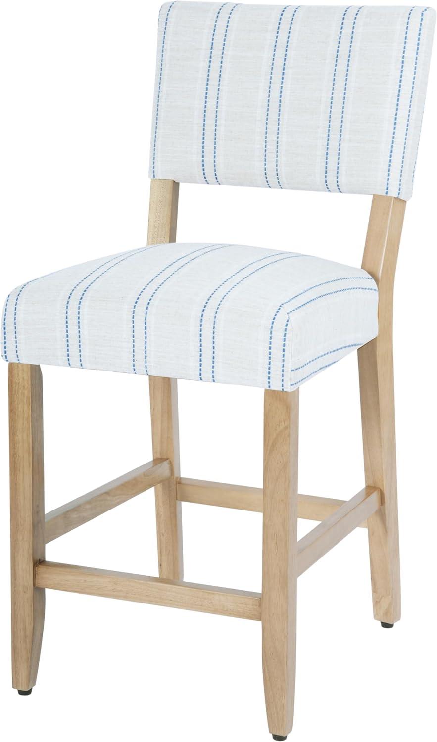 imageHomepop Home Decor Nailhead Trim Counter Height Bar Stools 24 Inch Bar Stools Decorative Home Furniture Flax TanBlue and White Stripesingle Pack