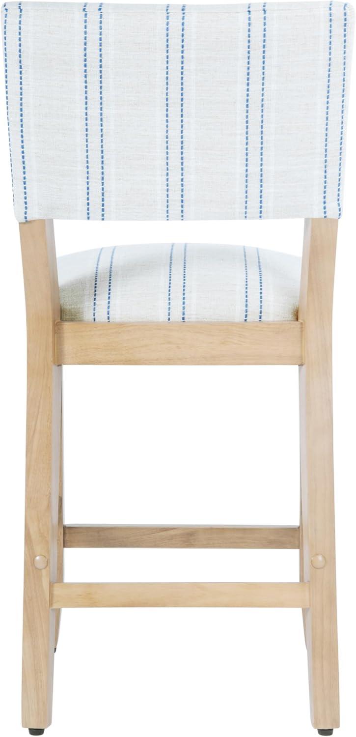 imageHomepop Home Decor Nailhead Trim Counter Height Bar Stools 24 Inch Bar Stools Decorative Home Furniture Flax TanBlue and White Stripesingle Pack