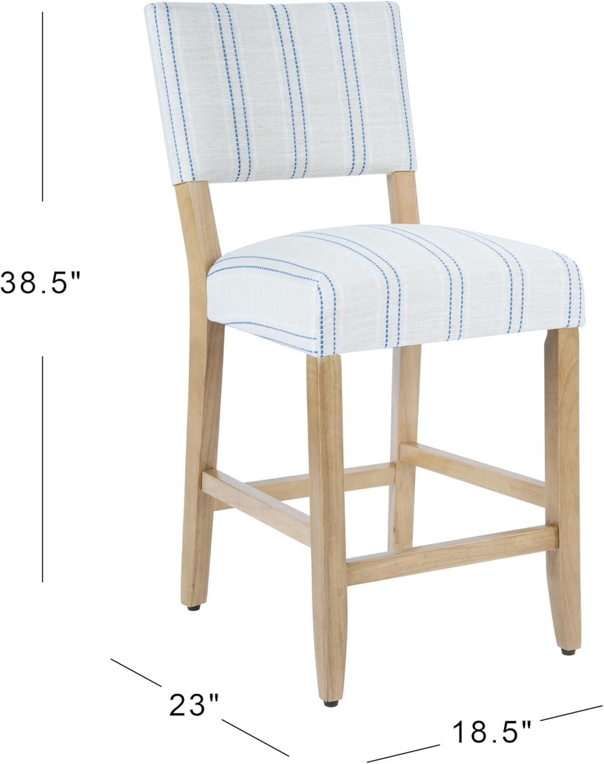 imageHomepop Home Decor Nailhead Trim Counter Height Bar Stools 24 Inch Bar Stools Decorative Home Furniture Flax TanBlue and White Stripesingle Pack