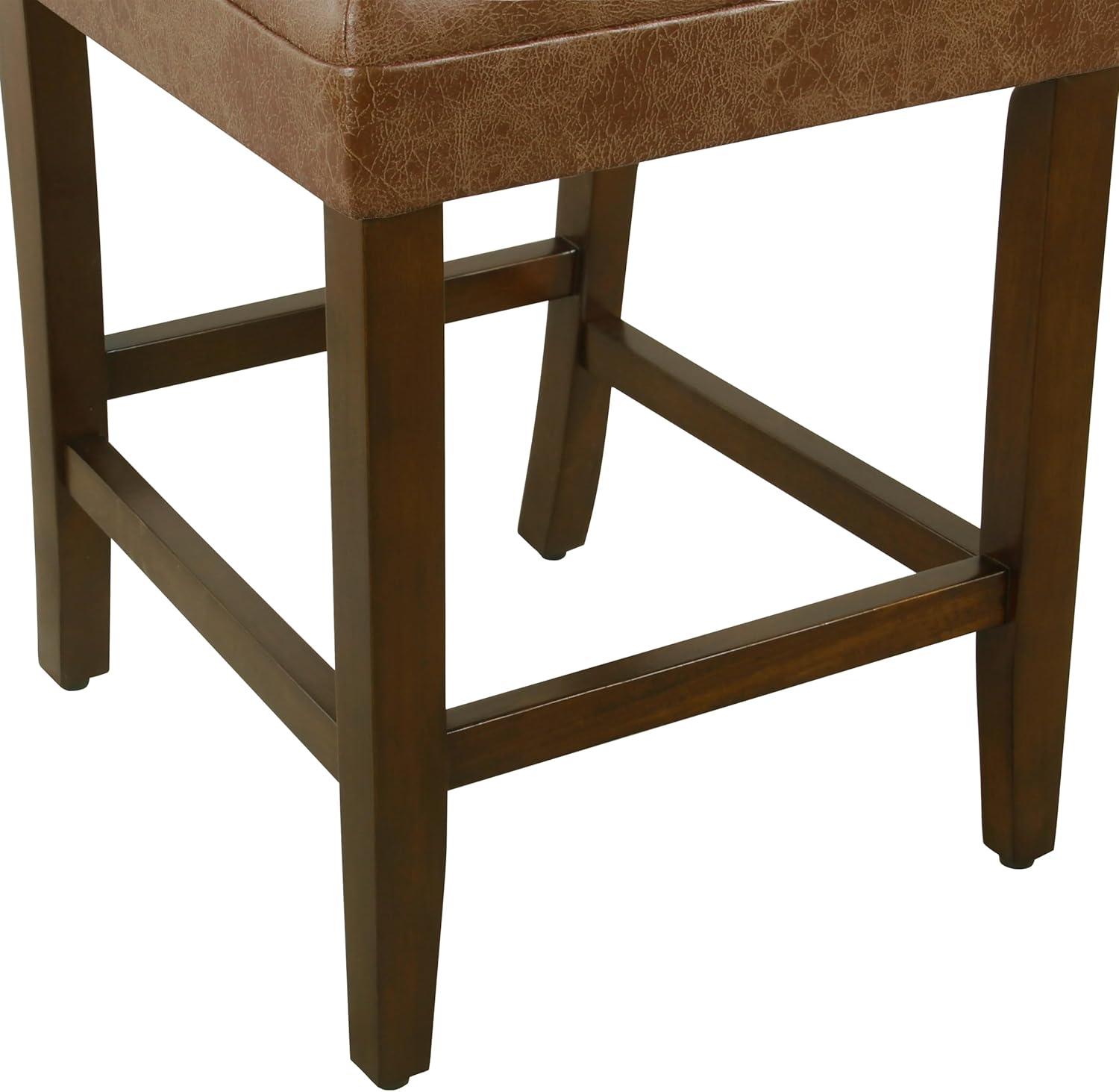 imageHomepop Home Decor Nailhead Trim Counter Height Bar Stools 24 Inch Bar Stools Decorative Home Furniture Flax TanCognac Brown Faux Leathersingle Pack