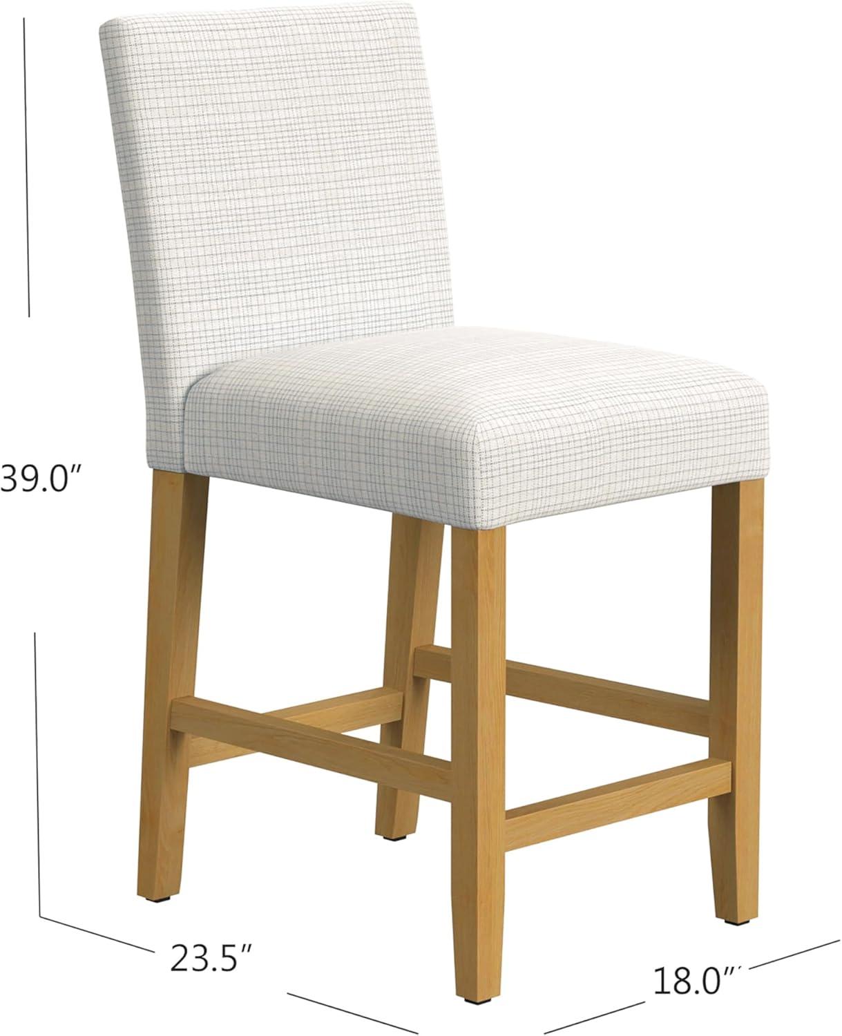 imageHomepop Home Decor Nailhead Trim Counter Height Bar Stools 24 Inch Bar Stools Decorative Home Furniture Flax TanCream Grid Pattern