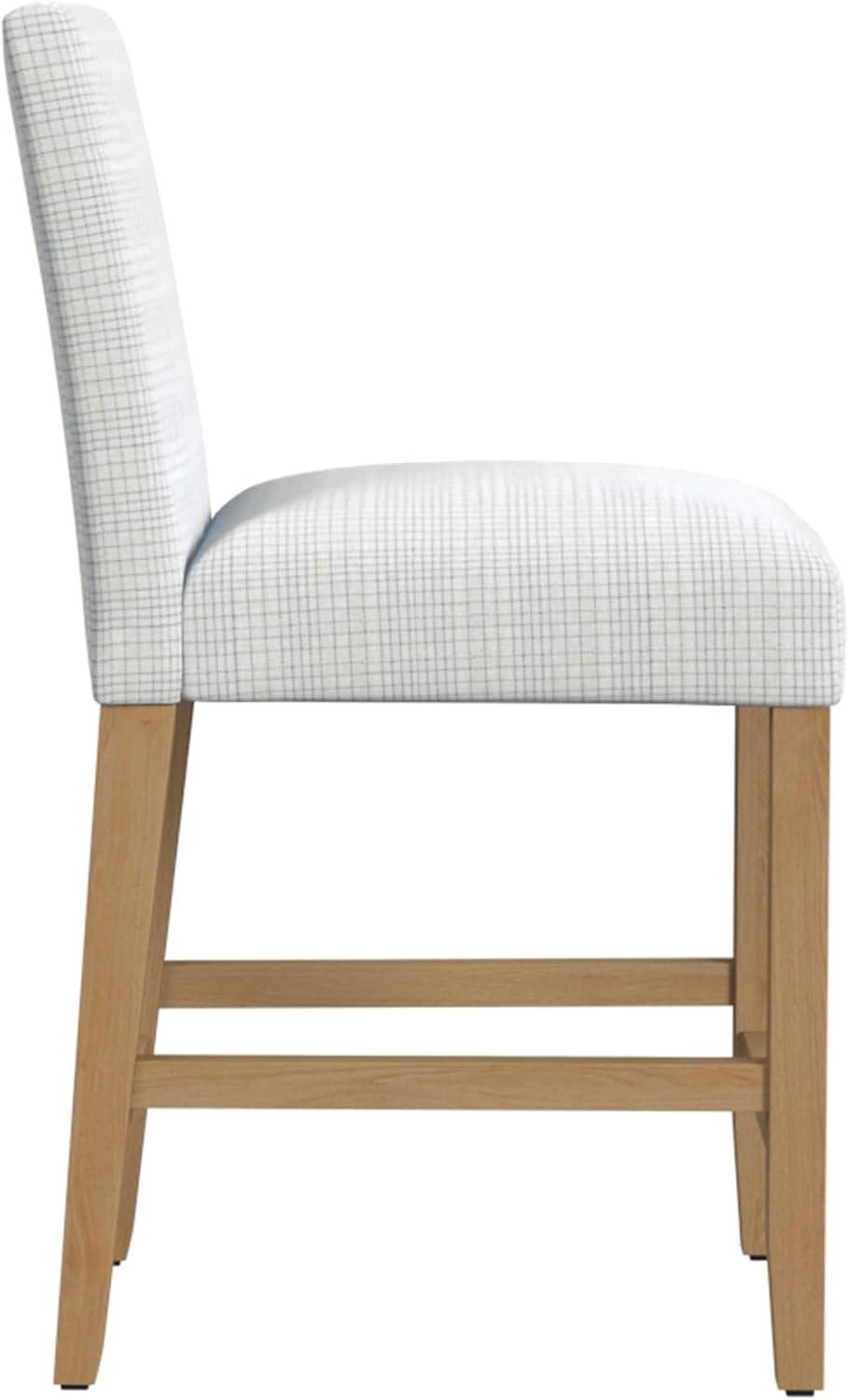imageHomepop Home Decor Nailhead Trim Counter Height Bar Stools 24 Inch Bar Stools Decorative Home Furniture Flax TanCream Mini Grid Pattern