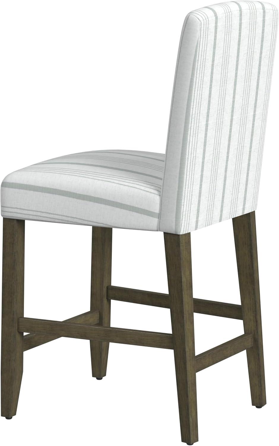 imageHomepop Home Decor Nailhead Trim Counter Height Bar Stools 24 Inch Bar Stools Decorative Home Furniture Flax TanDove Gray Stripe
