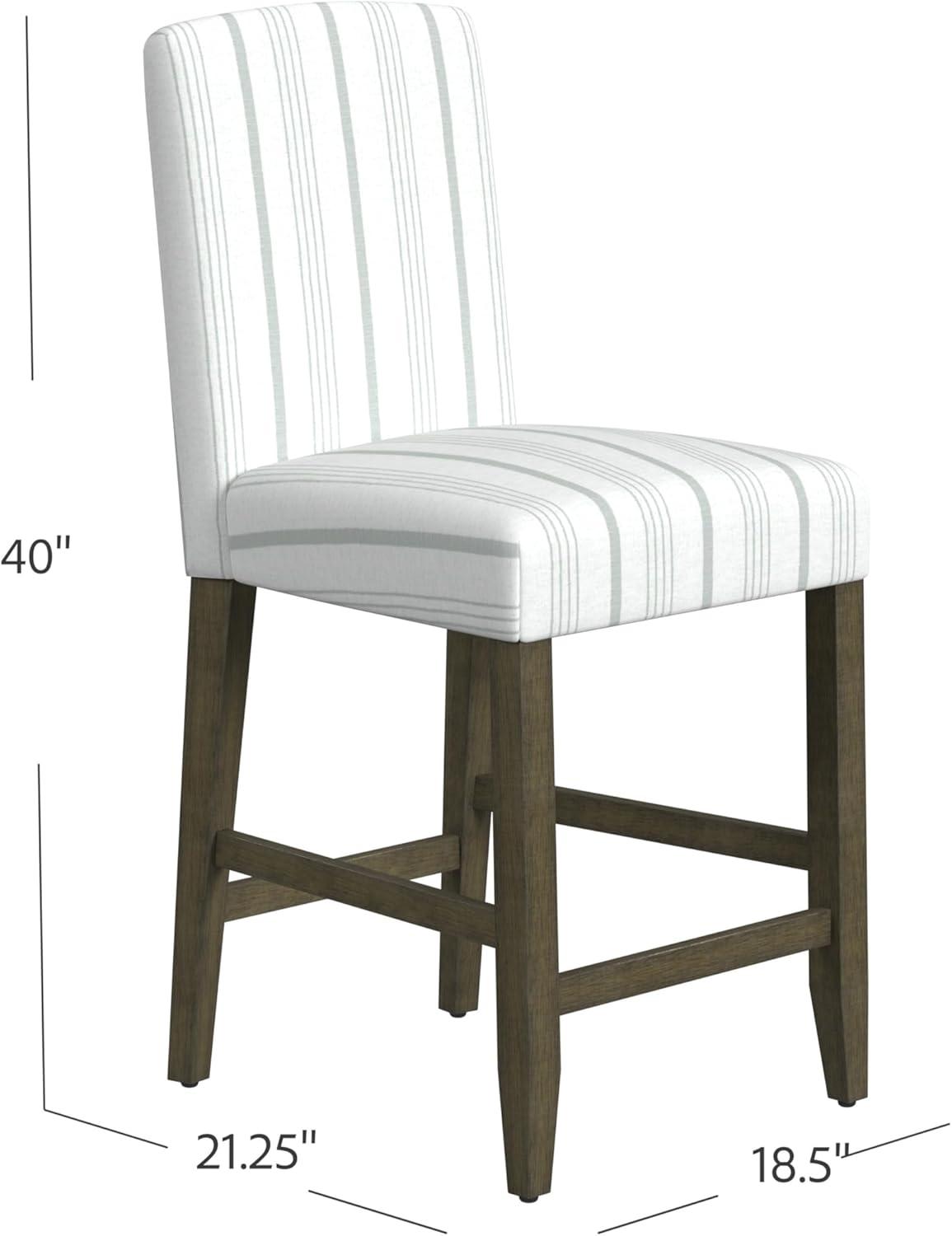 imageHomepop Home Decor Nailhead Trim Counter Height Bar Stools 24 Inch Bar Stools Decorative Home Furniture Flax TanDove Gray Stripe